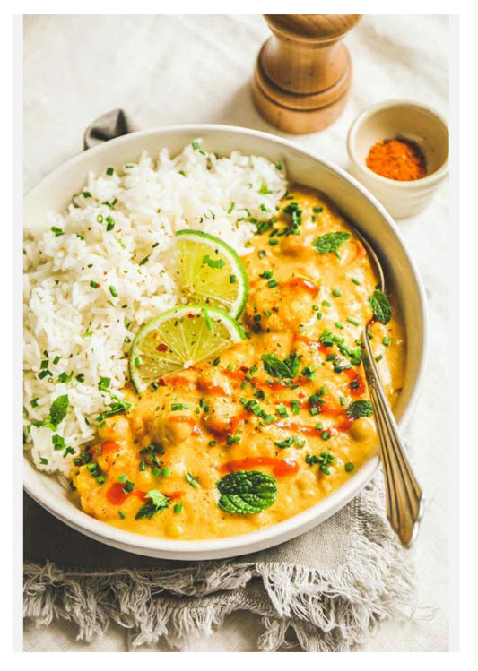 Crevettes au coco et carry
