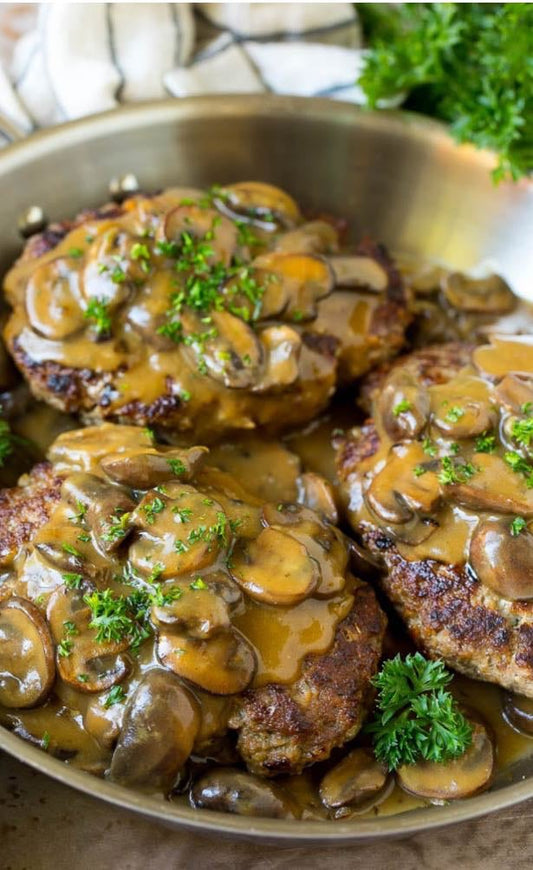 Hamburger steak aux champignons à la montréalaise