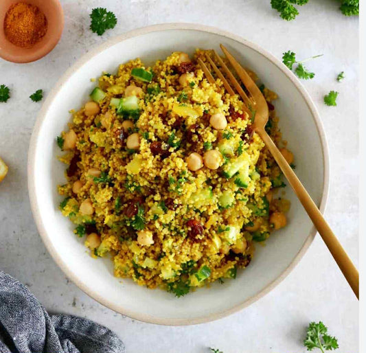 Salade de Pois Chiches & Perles de Couscous aux Épices Douces marocaines Bokkitta